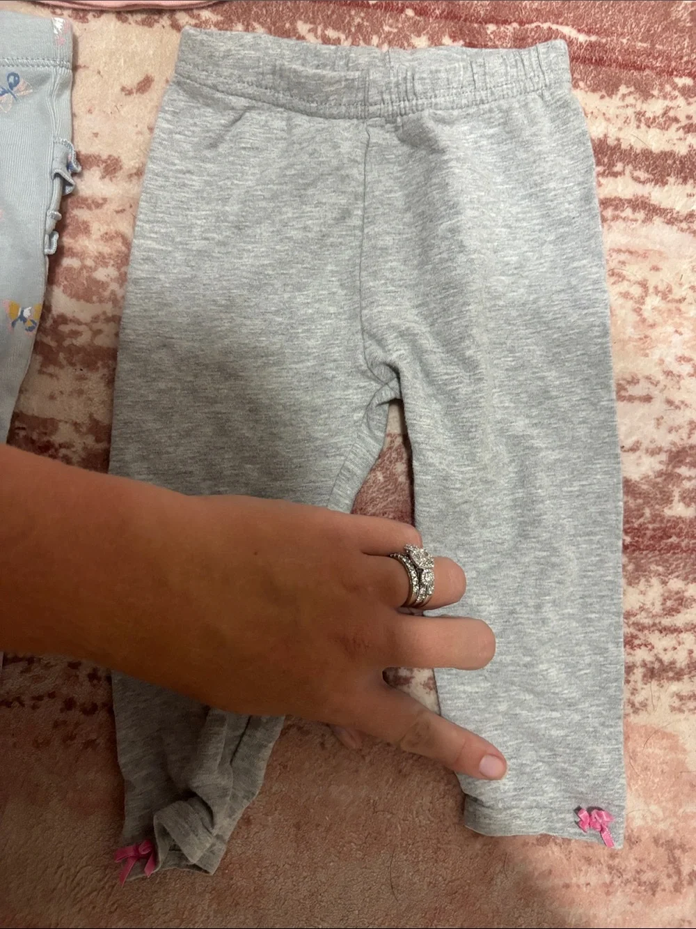 Kids Pink Long-Sleeve Top with Gray and Light Blue Pajama Pants Set
